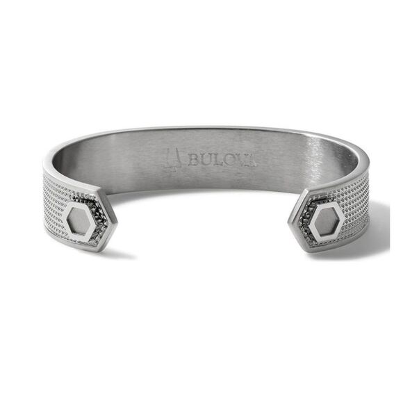 Bulova Precisionist Open Cuff‎ Bracelet, Knurled Texture Design, Silver, NWT - Picture 3 of 16